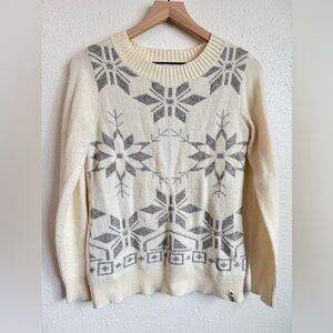 Woolrich Vintage Snowflake Lambswool Blend Crewneck Sweater in Cream Size Small